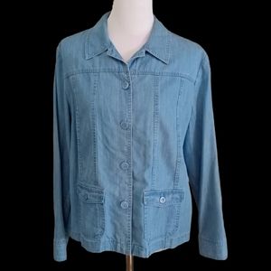 Tencel Chambray Blue Jacket - 14 Petite - JM Collection